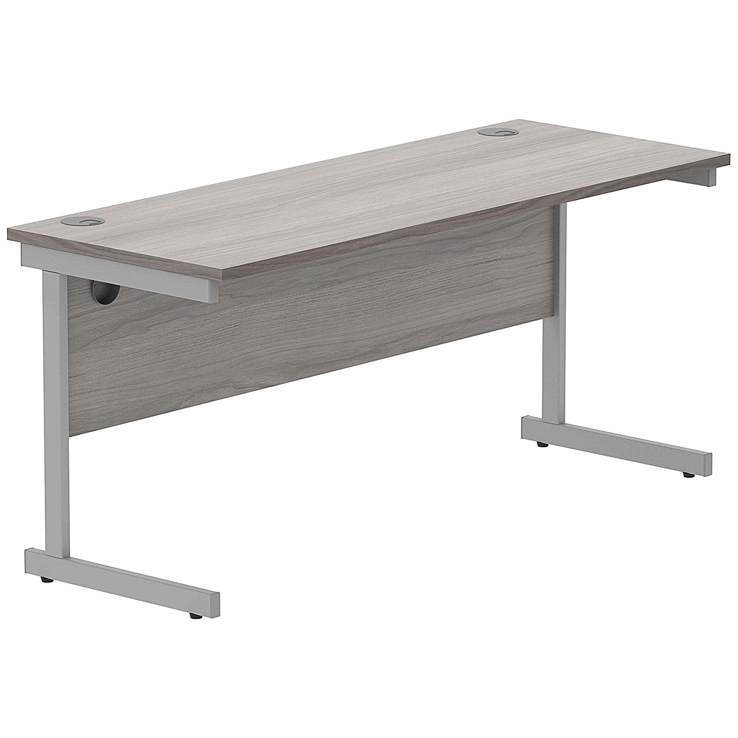 Polaris 1600mm Slim Rectangular Desk, Silver Cantilever Leg, Grey Oak Easy2Order : KF882341