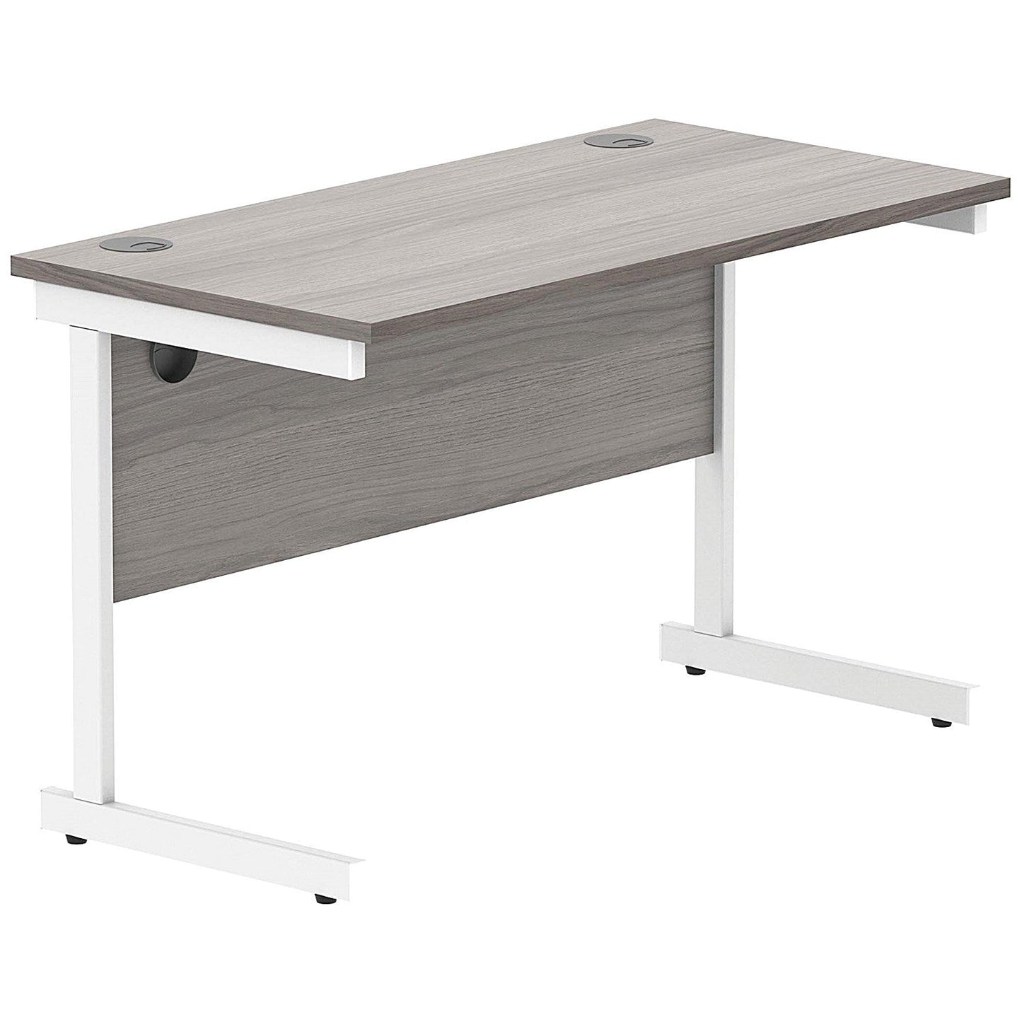 Polaris 1200mm Slim Rectangular Desk, White Cantilever Leg, Grey Oak Easy2Order : KF882343