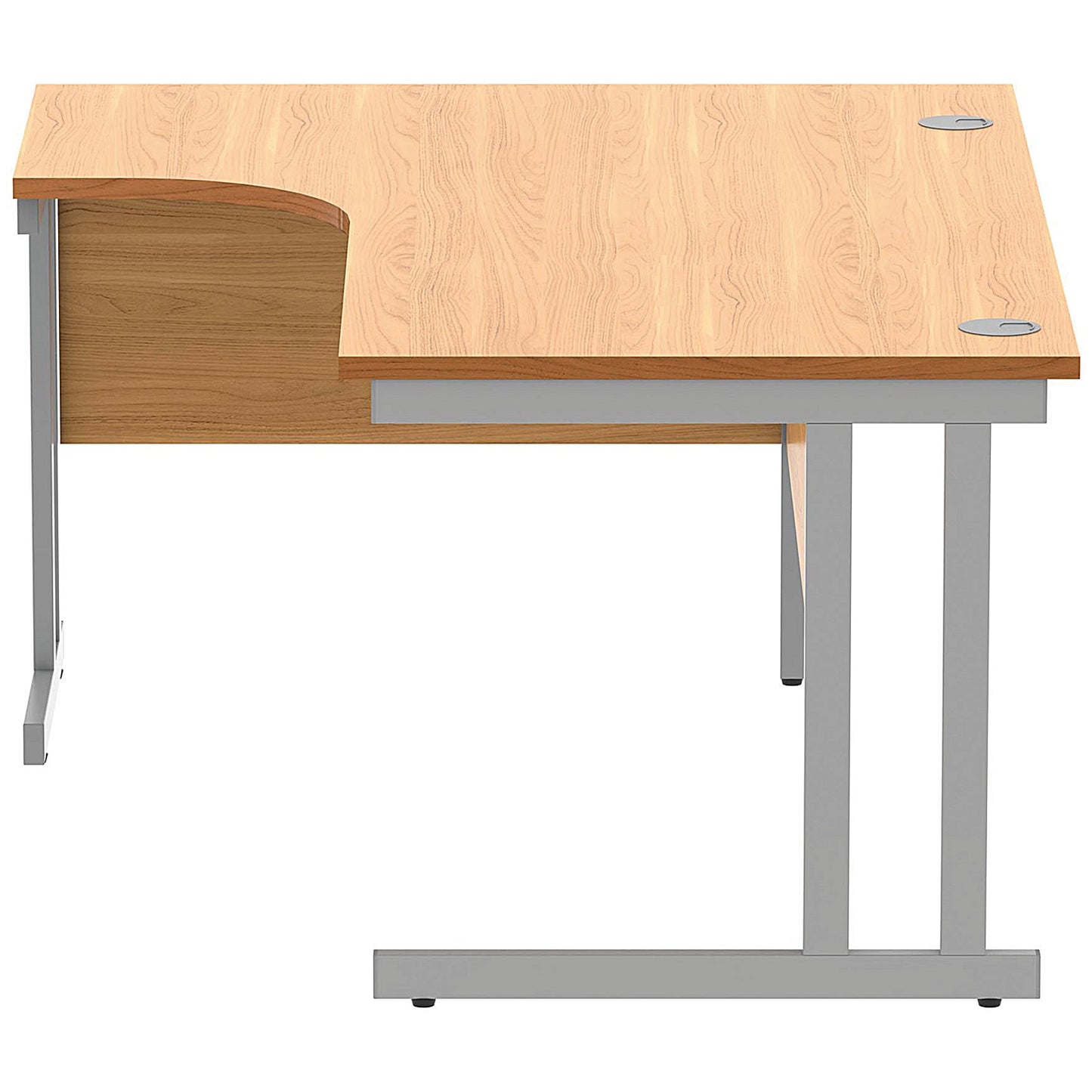 Polaris 1600mm Corner Desk, Left Hand, Silver Cantilever Leg, Beech