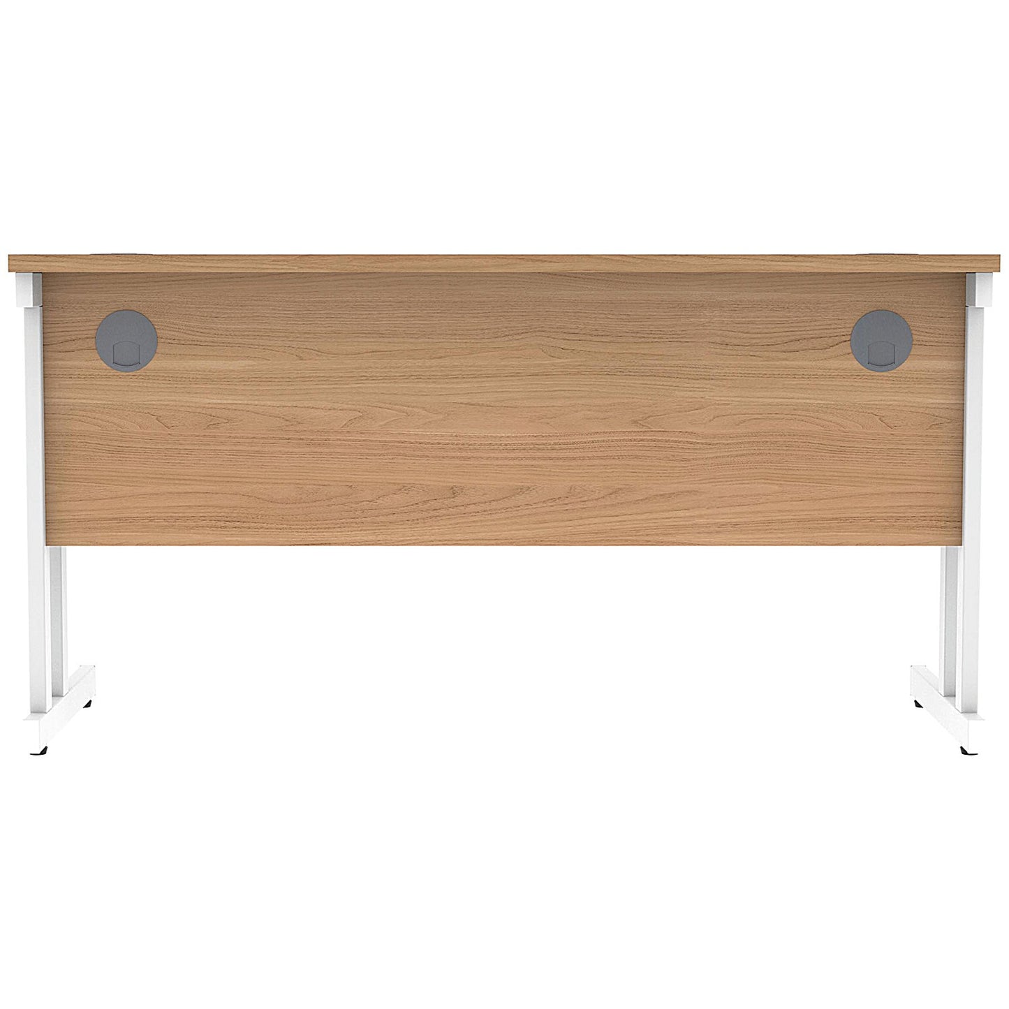 Polaris 1400mm Slim Rectangular Desk, White Cantilever Leg, Beech