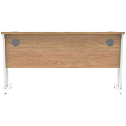 Polaris 1400mm Slim Rectangular Desk, White Cantilever Leg, Beech