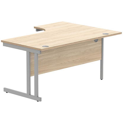 Polaris 1600mm Corner Desk, Left Hand, Silver Cantilever Leg, Oak