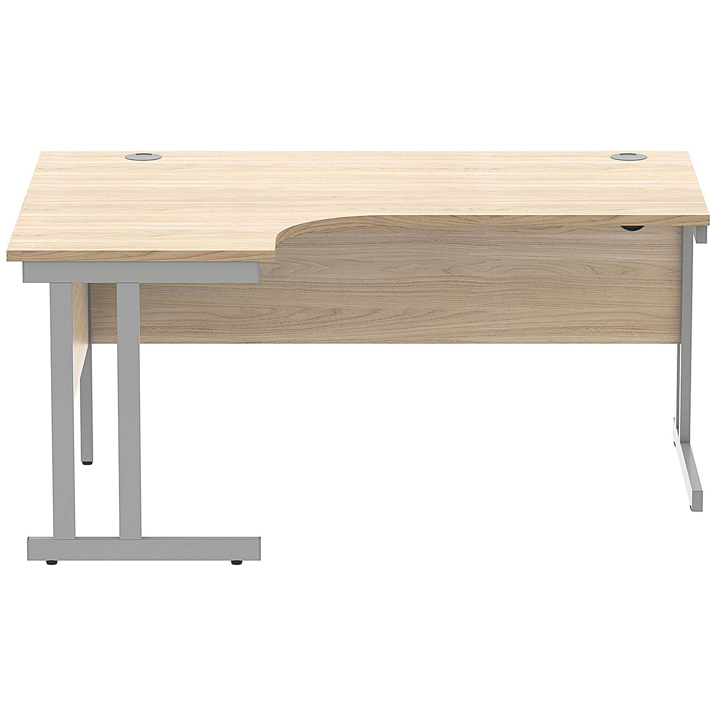 Polaris 1600mm Corner Desk, Left Hand, Silver Cantilever Leg, Oak