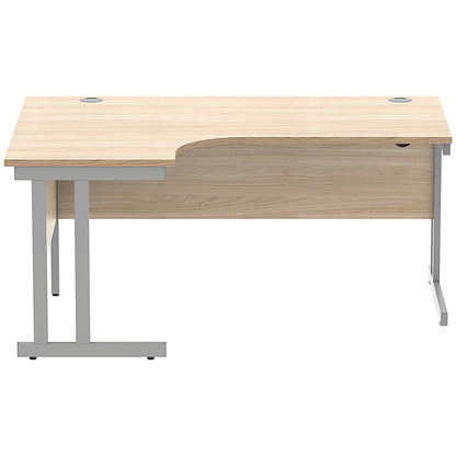 Polaris 1600mm Corner Desk, Left Hand, Silver Cantilever Leg, Oak