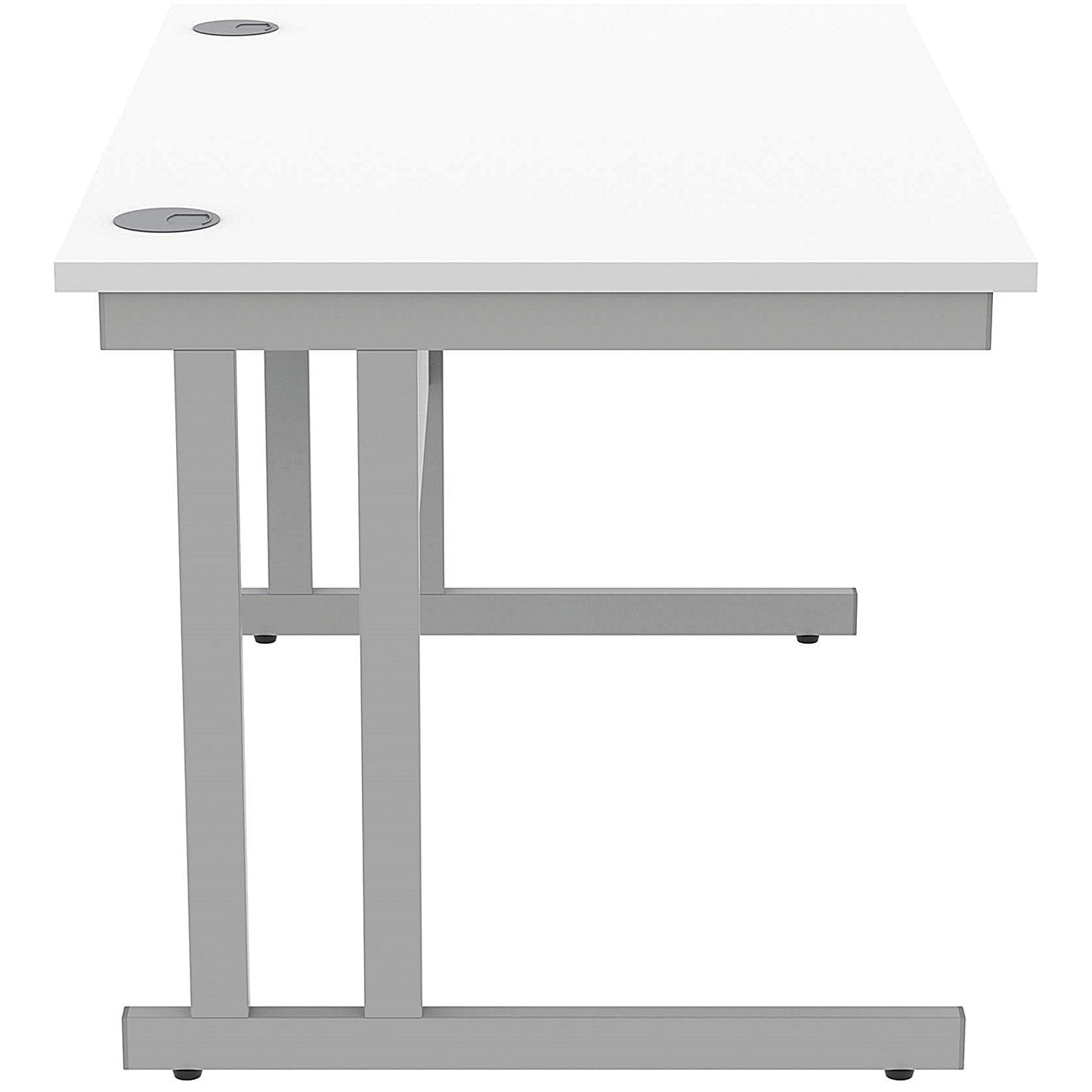 Polaris 1200mm Rectangular Desk, Silver Cantilever Leg, White