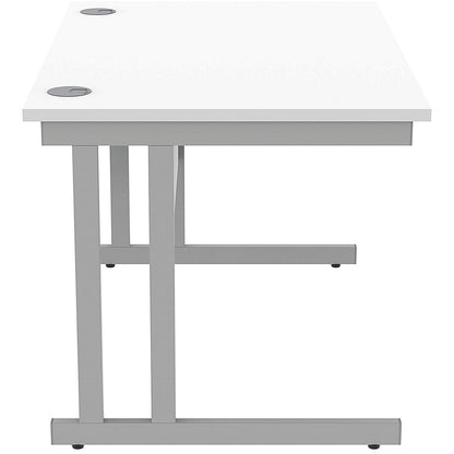 Polaris 1200mm Rectangular Desk, Silver Cantilever Leg, White
