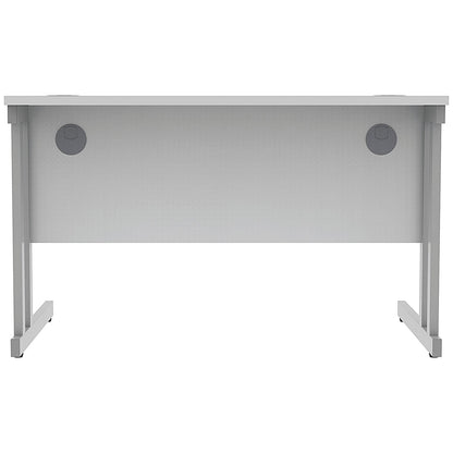 Polaris 1200mm Rectangular Desk, Silver Cantilever Leg, White