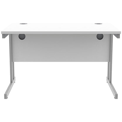 Polaris 1200mm Rectangular Desk, Silver Cantilever Leg, White