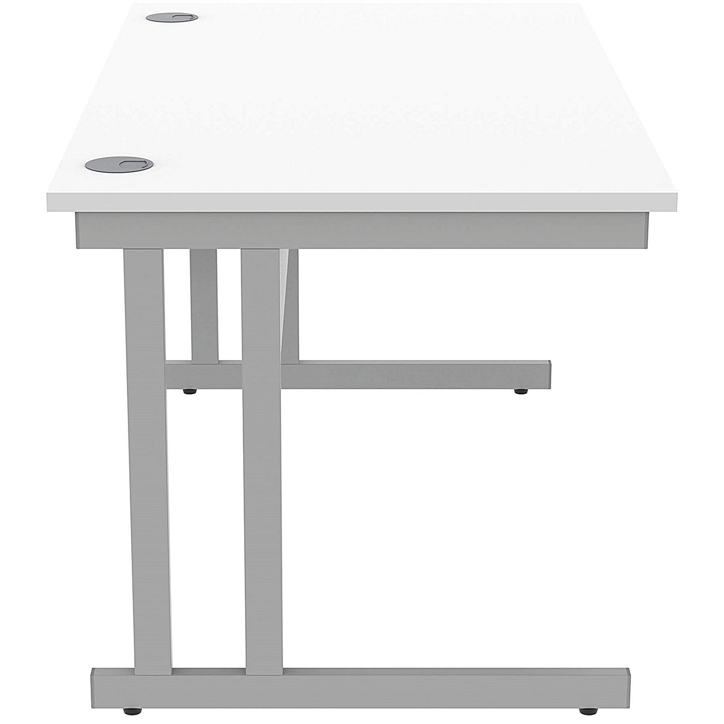 Polaris 1400mm Rectangular Desk, Silver Cantilever Leg, White