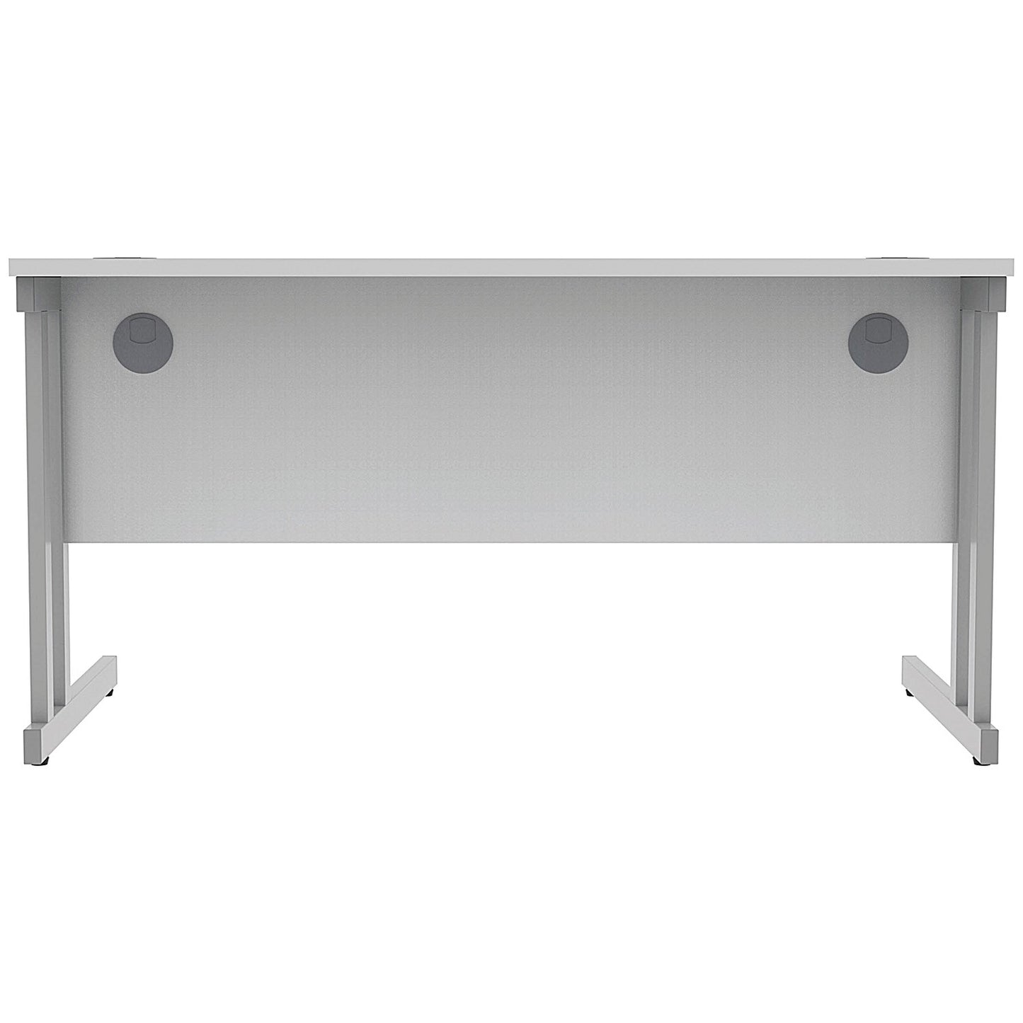 Polaris 1400mm Rectangular Desk, Silver Cantilever Leg, White