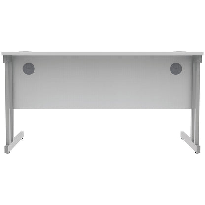 Polaris 1400mm Rectangular Desk, Silver Cantilever Leg, White