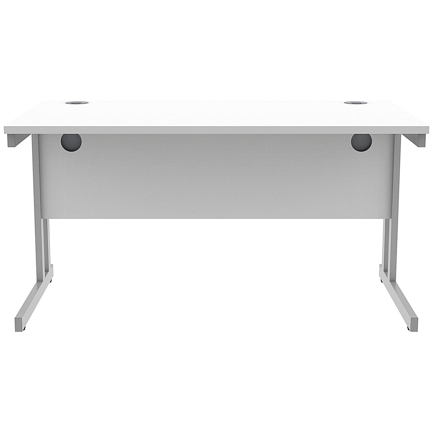 Polaris 1400mm Rectangular Desk, Silver Cantilever Leg, White