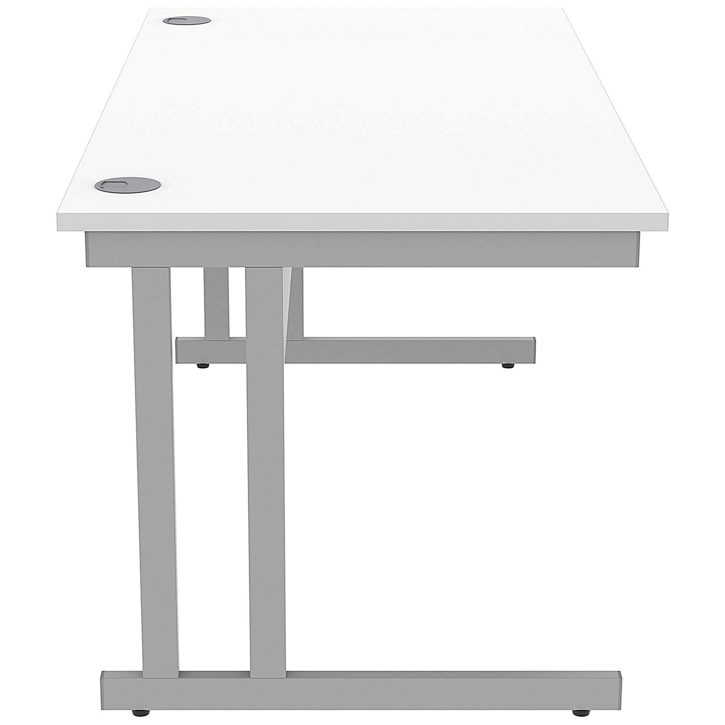 Polaris 1600mm Rectangular Desk, Silver Cantilever Leg, White