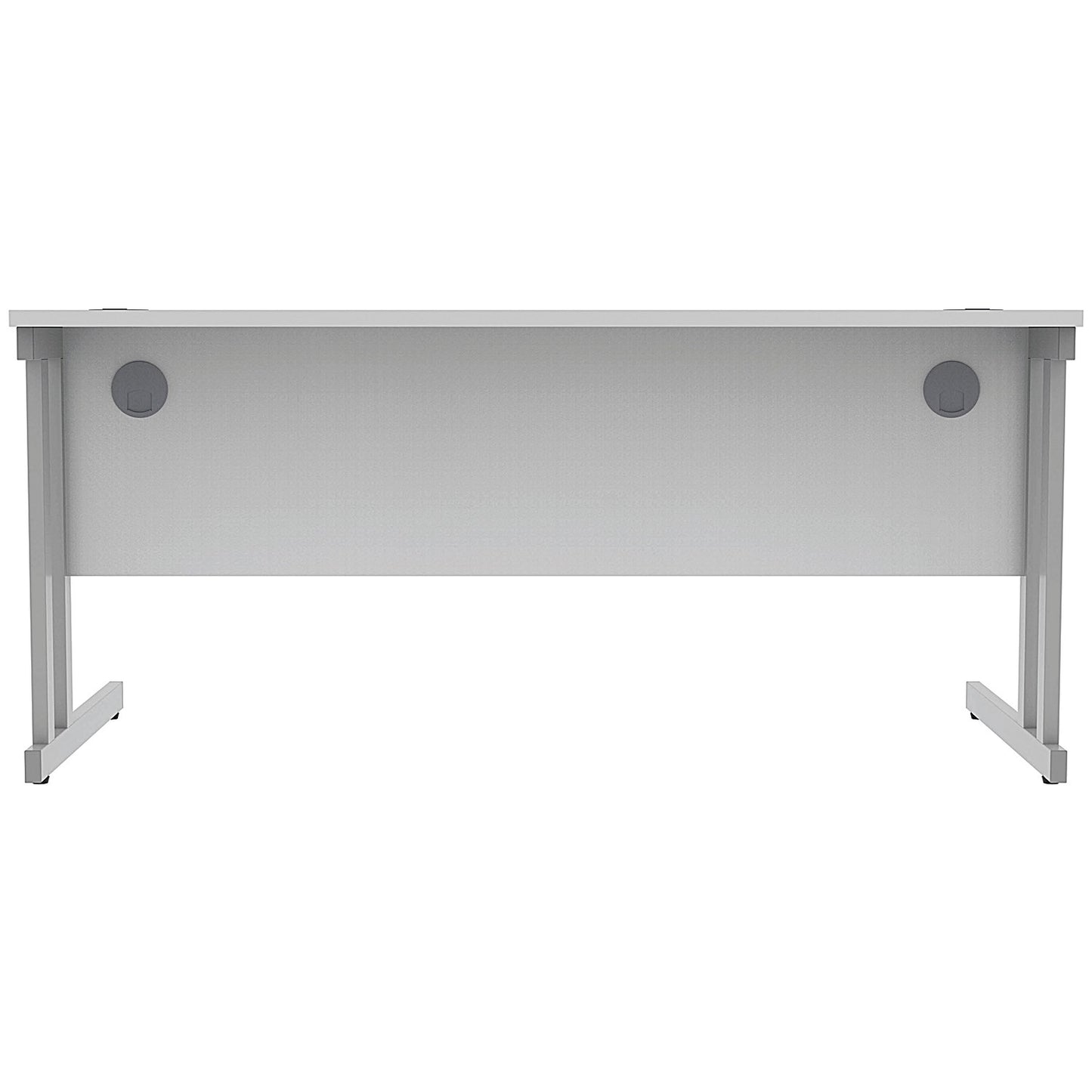 Polaris 1600mm Rectangular Desk, Silver Cantilever Leg, White