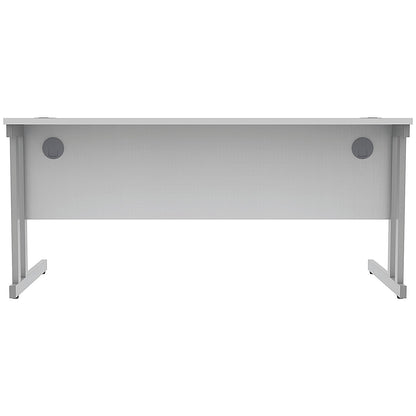 Polaris 1600mm Rectangular Desk, Silver Cantilever Leg, White