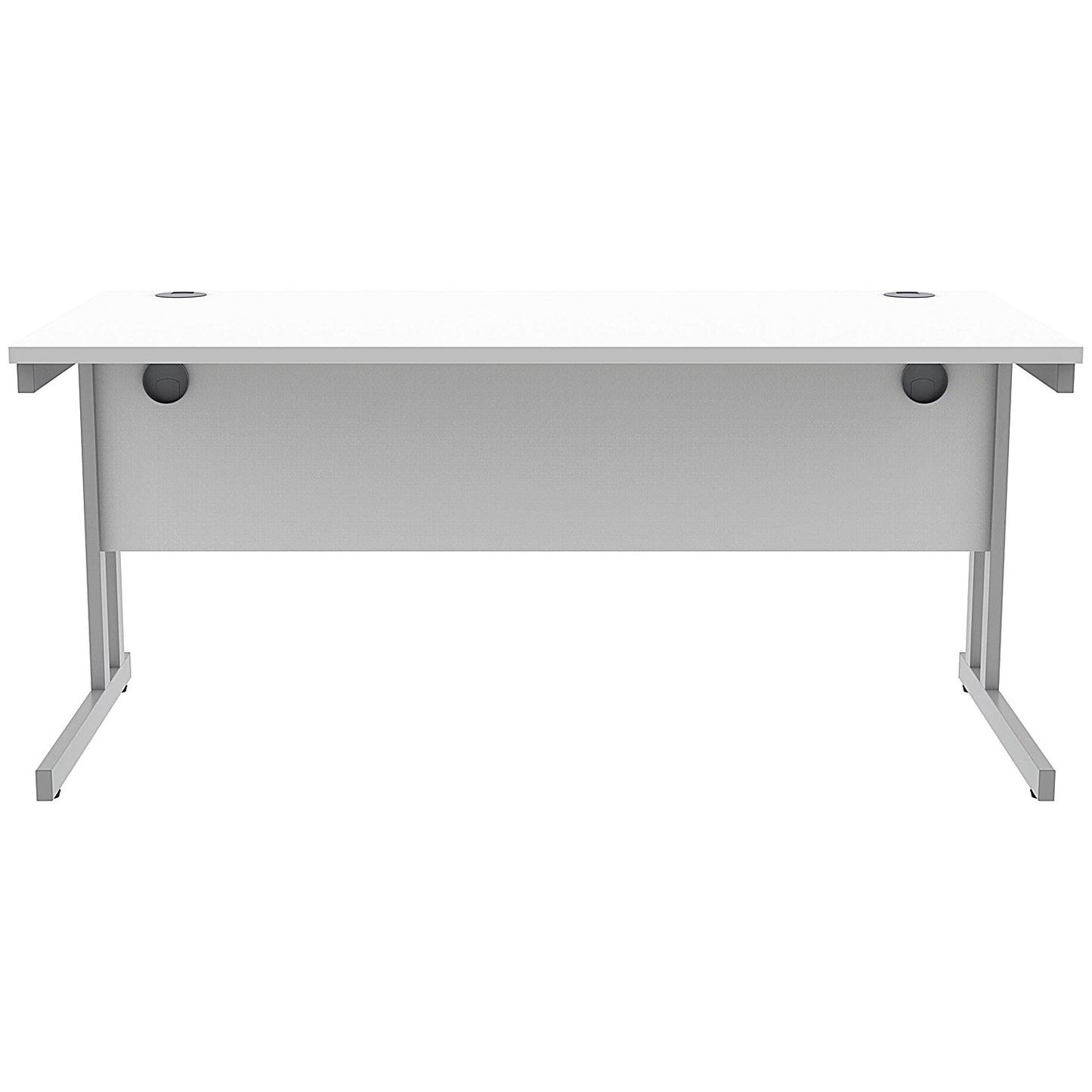 Polaris 1600mm Rectangular Desk, Silver Cantilever Leg, White
