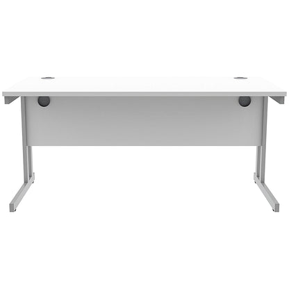 Polaris 1600mm Rectangular Desk, Silver Cantilever Leg, White
