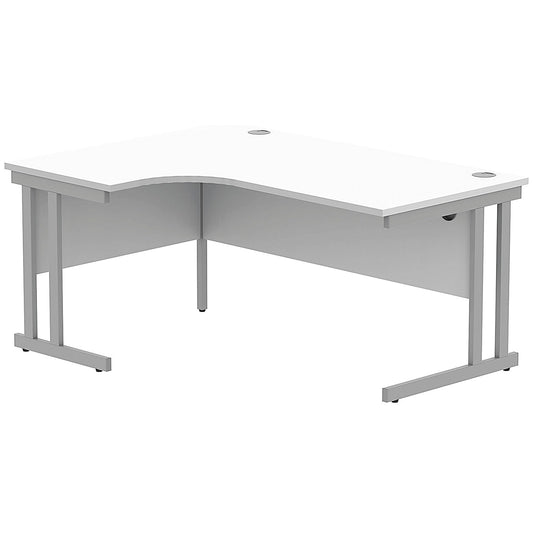 Polaris 1600mm Corner Desk, Left Hand, Silver Cantilever Leg, White
