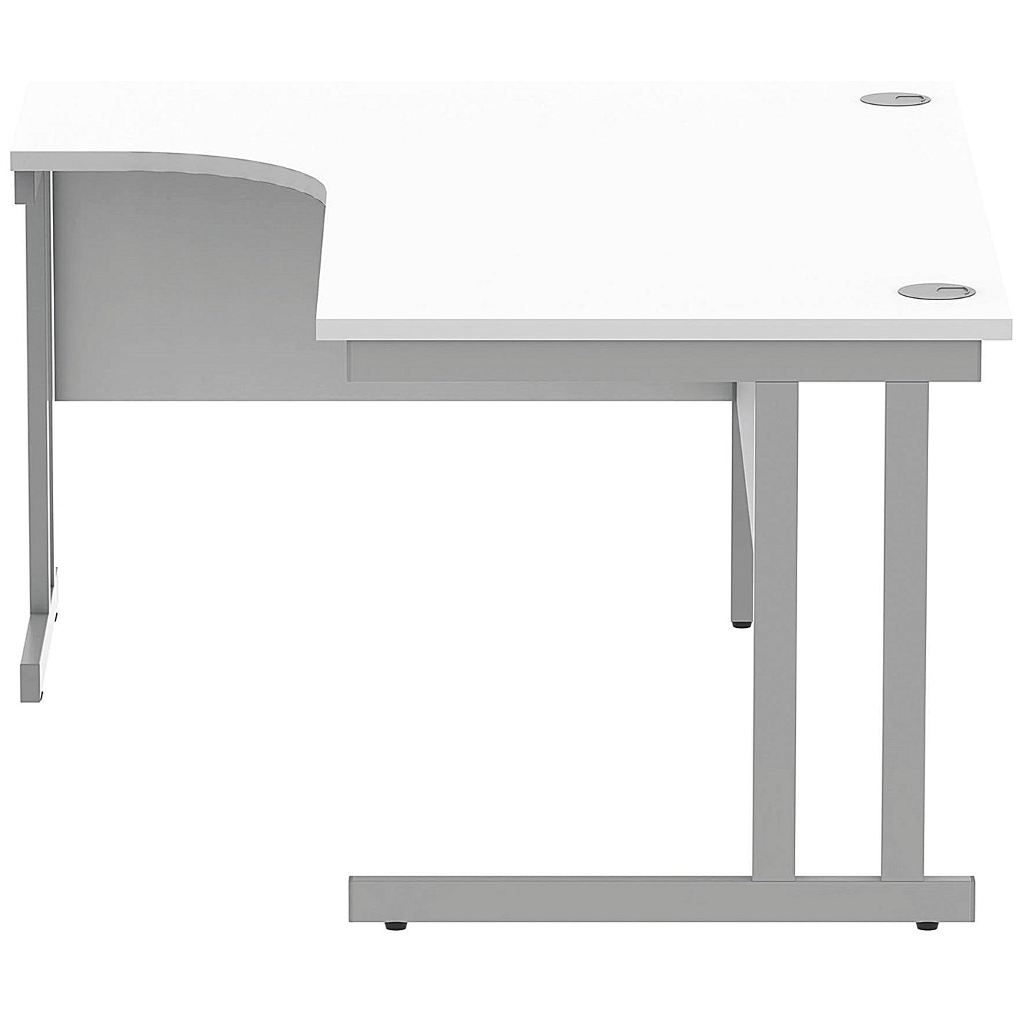Polaris 1600mm Corner Desk, Left Hand, Silver Cantilever Leg, White