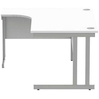 Polaris 1600mm Corner Desk, Left Hand, Silver Cantilever Leg, White