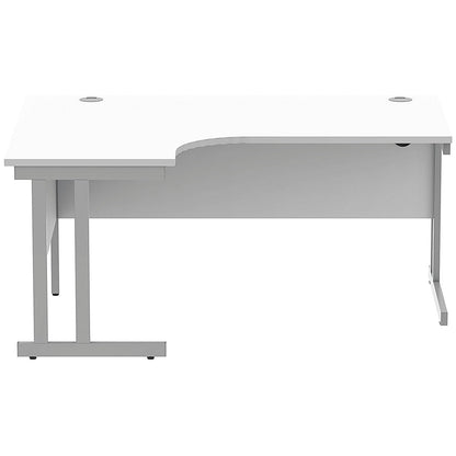 Polaris 1600mm Corner Desk, Left Hand, Silver Cantilever Leg, White