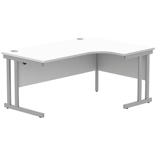 Polaris 1600mm Corner Desk, Right Hand, Silver Cantilever Legs, White