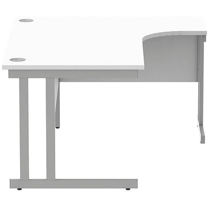 Polaris 1600mm Corner Desk, Right Hand, Silver Cantilever Legs, White
