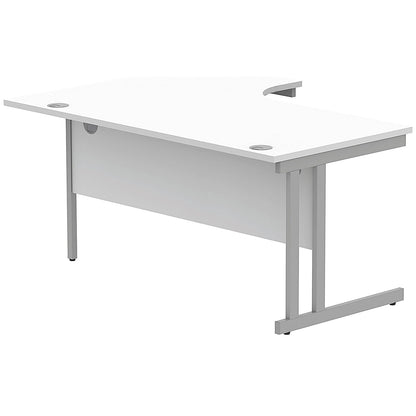 Polaris 1600mm Corner Desk, Right Hand, Silver Cantilever Legs, White