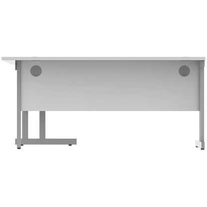 Polaris 1600mm Corner Desk, Right Hand, Silver Cantilever Legs, White