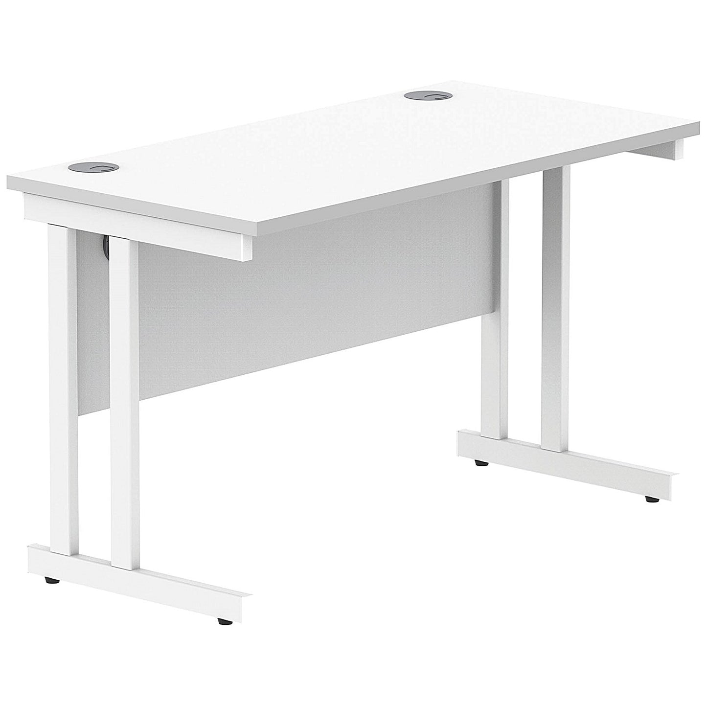 Polaris 1200mm Slim Rectangular Desk, White Cantilever Leg, White