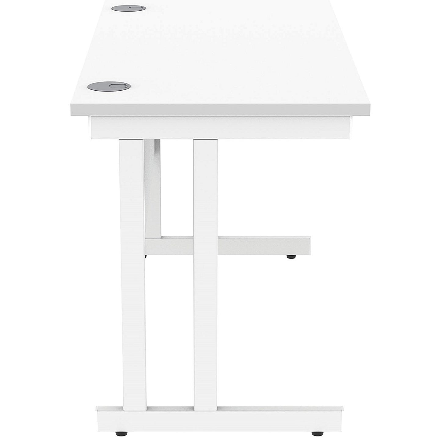 Polaris 1200mm Slim Rectangular Desk, White Cantilever Leg, White