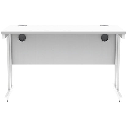 Polaris 1200mm Slim Rectangular Desk, White Cantilever Leg, White