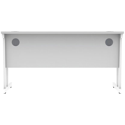 Polaris 1400mm Slim Rectangular Desk, White Cantilever Leg, White