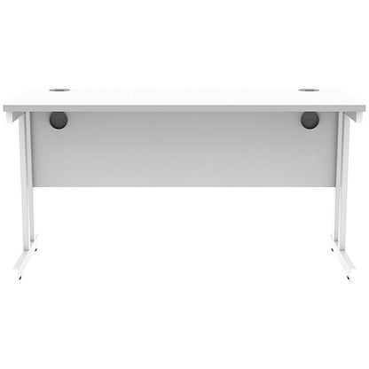 Polaris 1400mm Slim Rectangular Desk, White Cantilever Leg, White