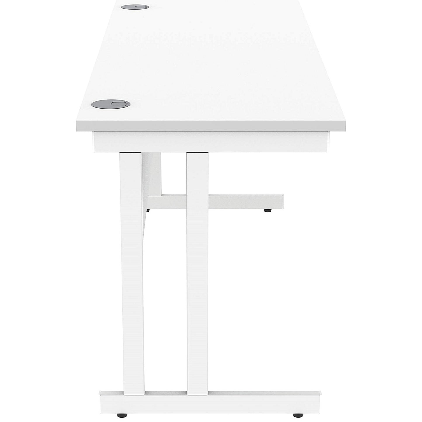 Polaris 1600mm Slim Rectangular Desk, White Cantilever Leg, White