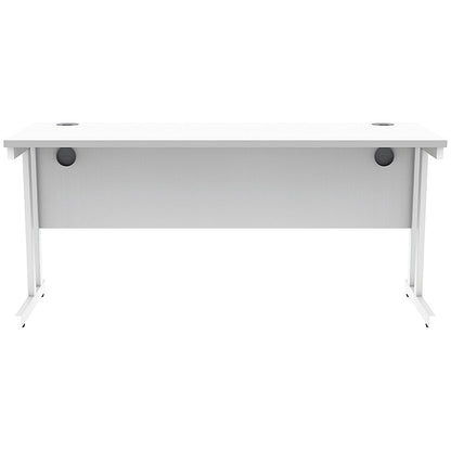 Polaris 1600mm Slim Rectangular Desk, White Cantilever Leg, White