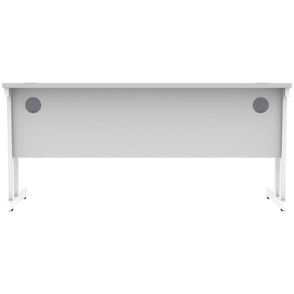 Polaris 1600mm Slim Rectangular Desk, White Cantilever Leg, White