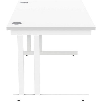 Polaris 1400mm Rectangular Desk, White Cantilever Leg, White