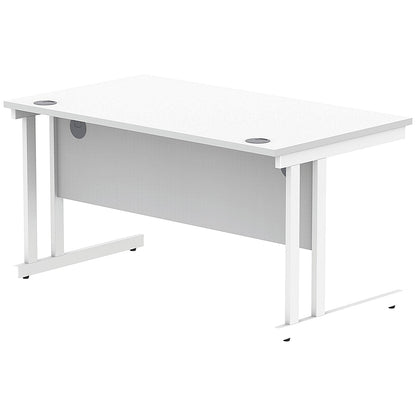 Polaris 1400mm Rectangular Desk, White Cantilever Leg, White