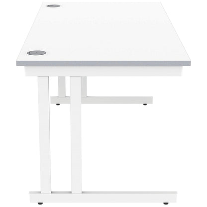 Polaris 1600mm Rectangular Desk, White Cantilever Leg, White