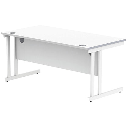 Polaris 1600mm Rectangular Desk, White Cantilever Leg, White