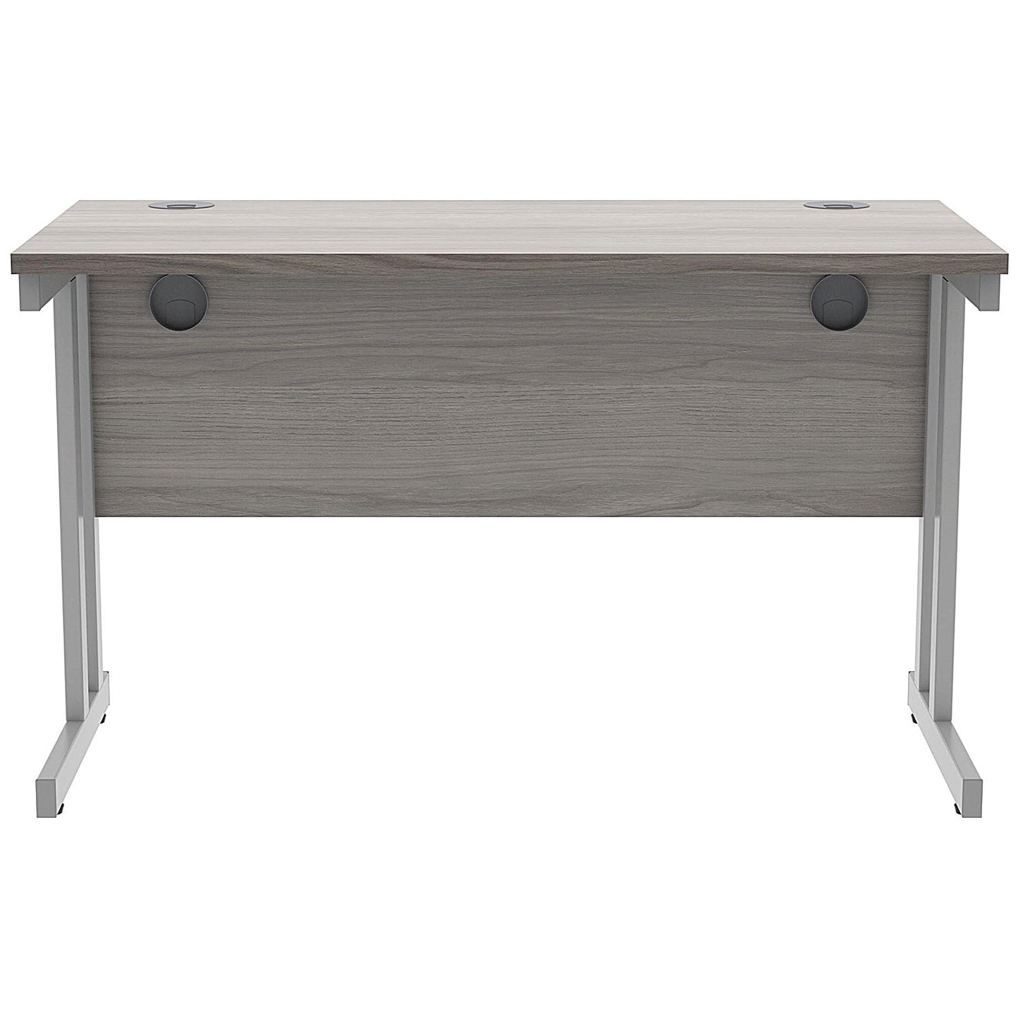 Polaris 1200mm Slim Rectangular Desk, Silver Cantilever Leg, Grey Oak