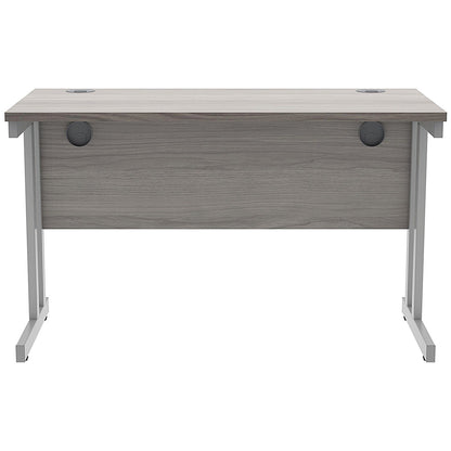 Polaris 1200mm Slim Rectangular Desk, Silver Cantilever Leg, Grey Oak