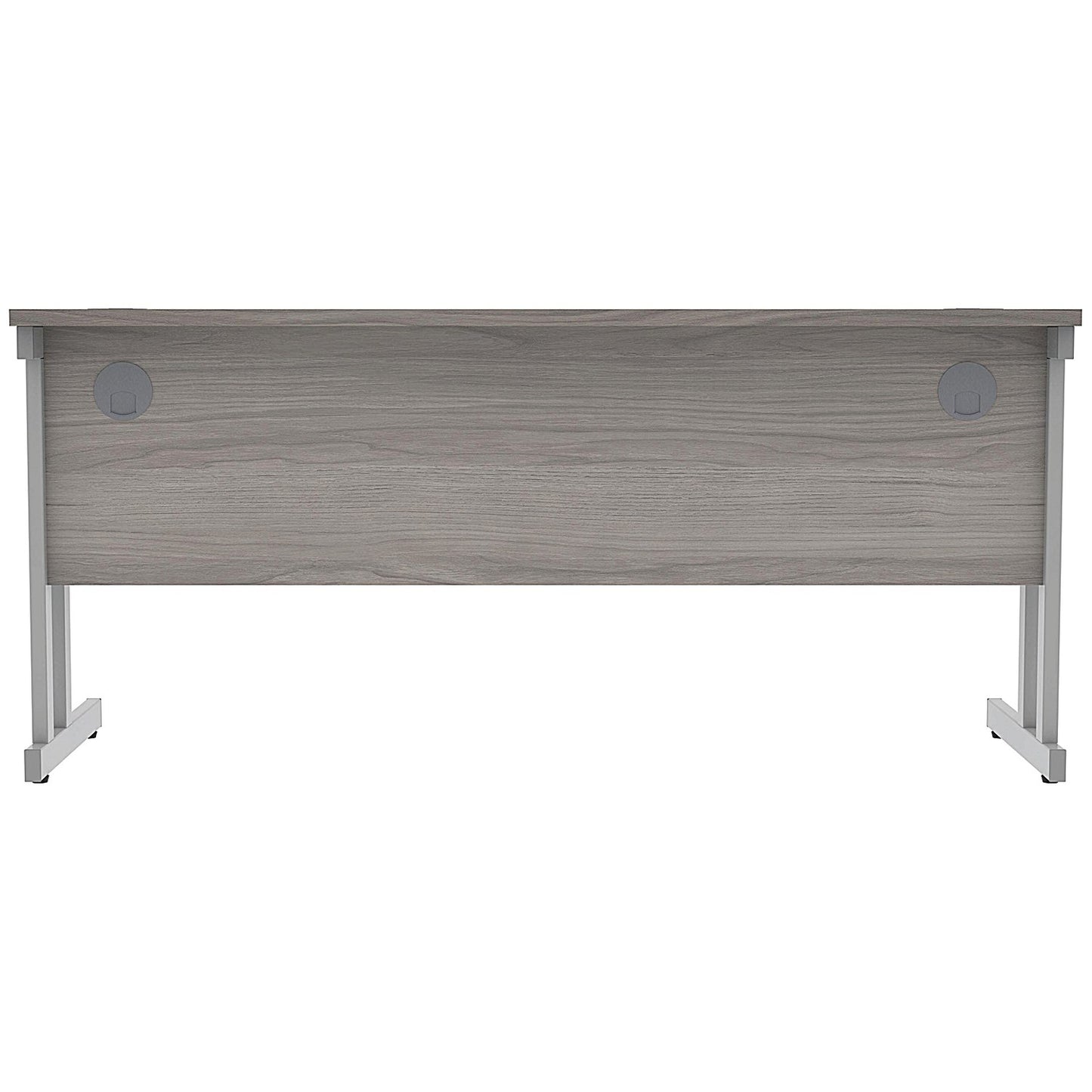 Polaris 1600mm Slim Rectangular Desk, Silver Cantilever Leg, Grey Oak