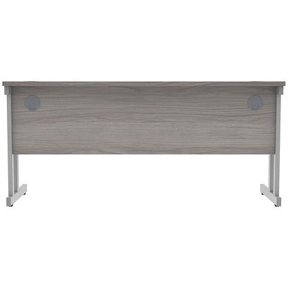 Polaris 1600mm Slim Rectangular Desk, Silver Cantilever Leg, Grey Oak