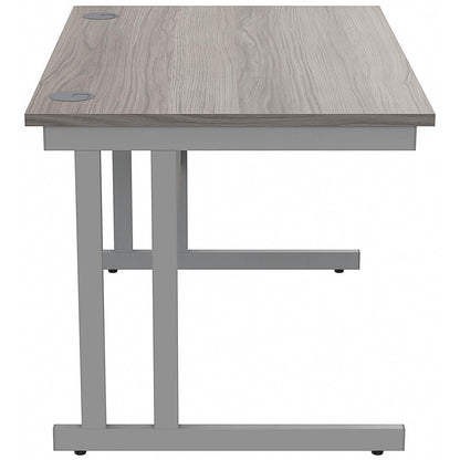 Polaris 1200mm Rectangular Desk, Silver Cantilever Leg, Grey Oak