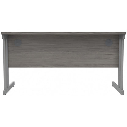 Polaris 1400mm Rectangular Desk, Silver Cantilever Leg, Grey Oak