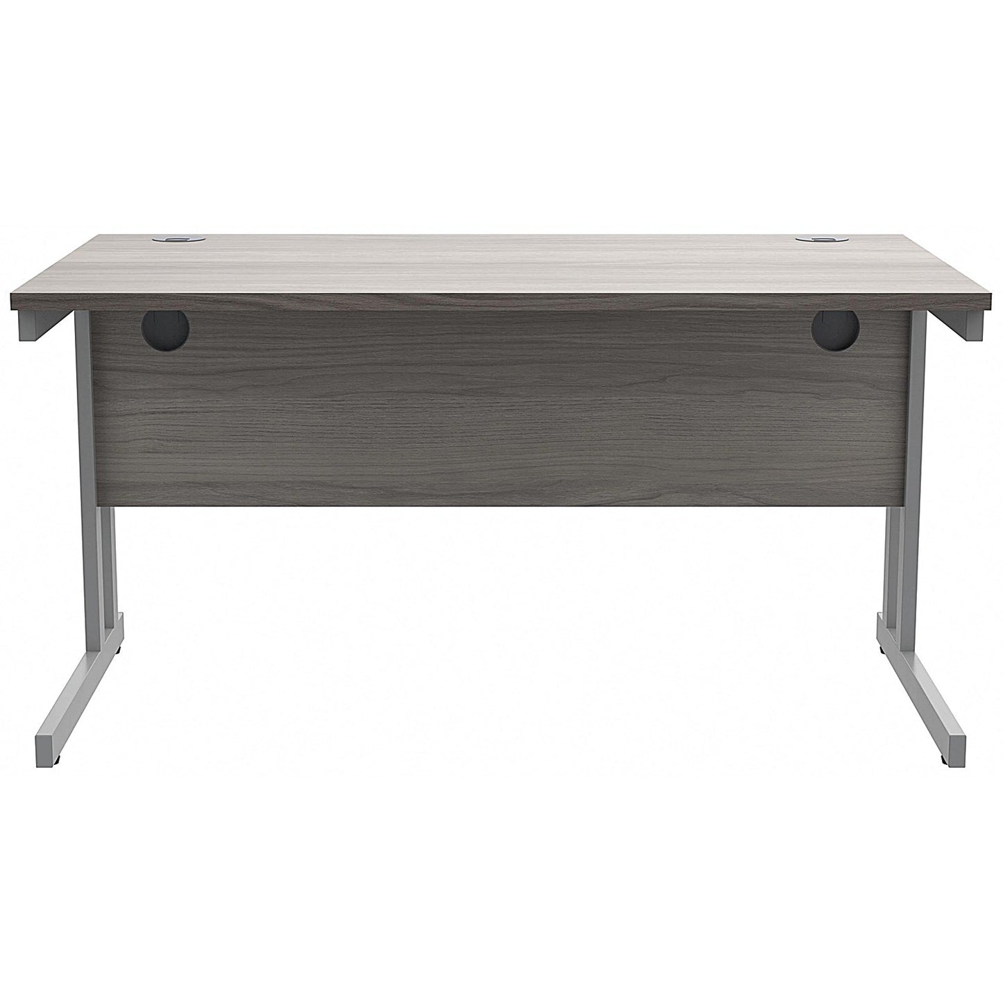 Polaris 1400mm Rectangular Desk, Silver Cantilever Leg, Grey Oak