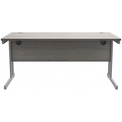 Polaris 1600mm Rectangular Desk, Silver Cantilever Leg, Grey Oak