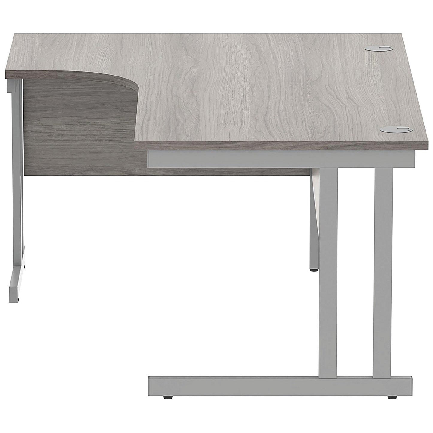 Polaris 1600mm Corner Desk, Left Hand, Silver Cantilever Leg, Grey Oak